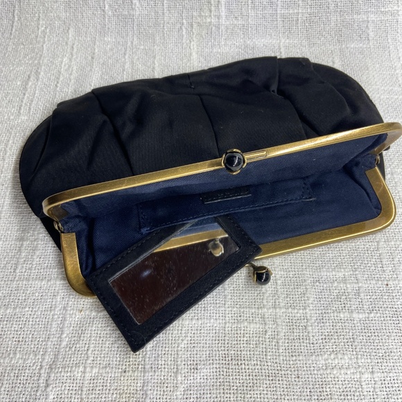 J. Crew Black Satin Evening Clutch Purse w/ Gold Clasp - Picture 6 of 9